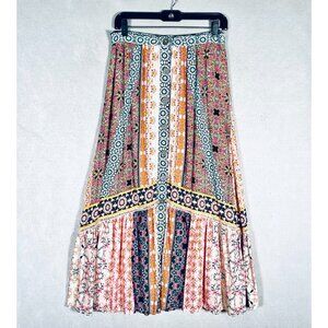 Sundance Cottagecore Skirt Womens L Multicolor Button Front Patchwork Maxi Boho